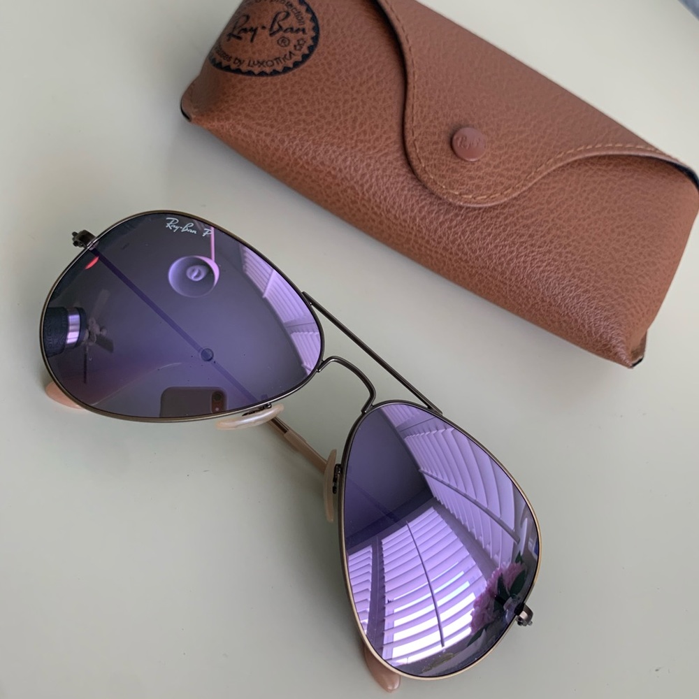 RAY BAN Aviator Polarized Lilac Flash Sunglasses